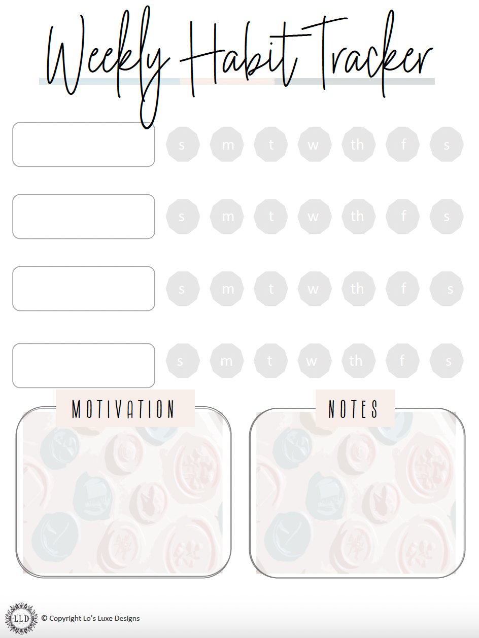 Weekly Habit Tracker - Vintage - 8.5x11 Printable product image (1)