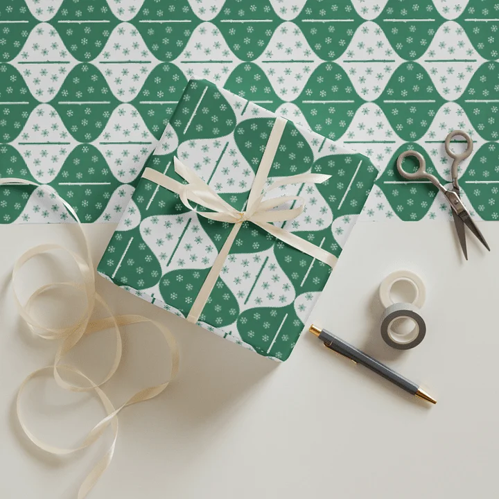 Flutes and Snowflakes - C Flute - Green Gift Wrap Paper Sheets product image (2)