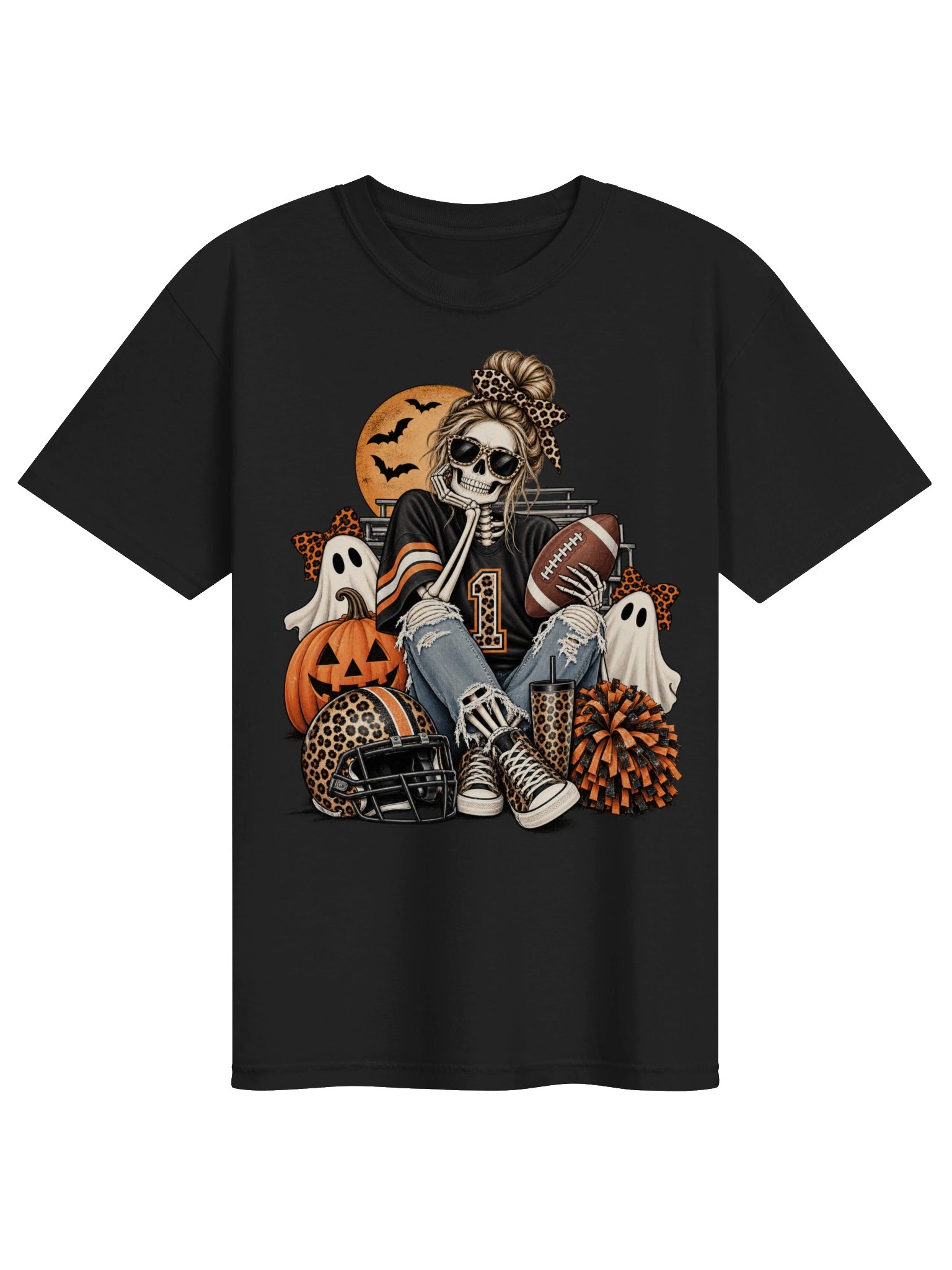 Spooky Football Mom Shirt, Comfort Colors® Tee, Halloween Football Mom Shirt, Skeleton Football Tee, Game Day Mom, Fall Football Shirt product image (1)