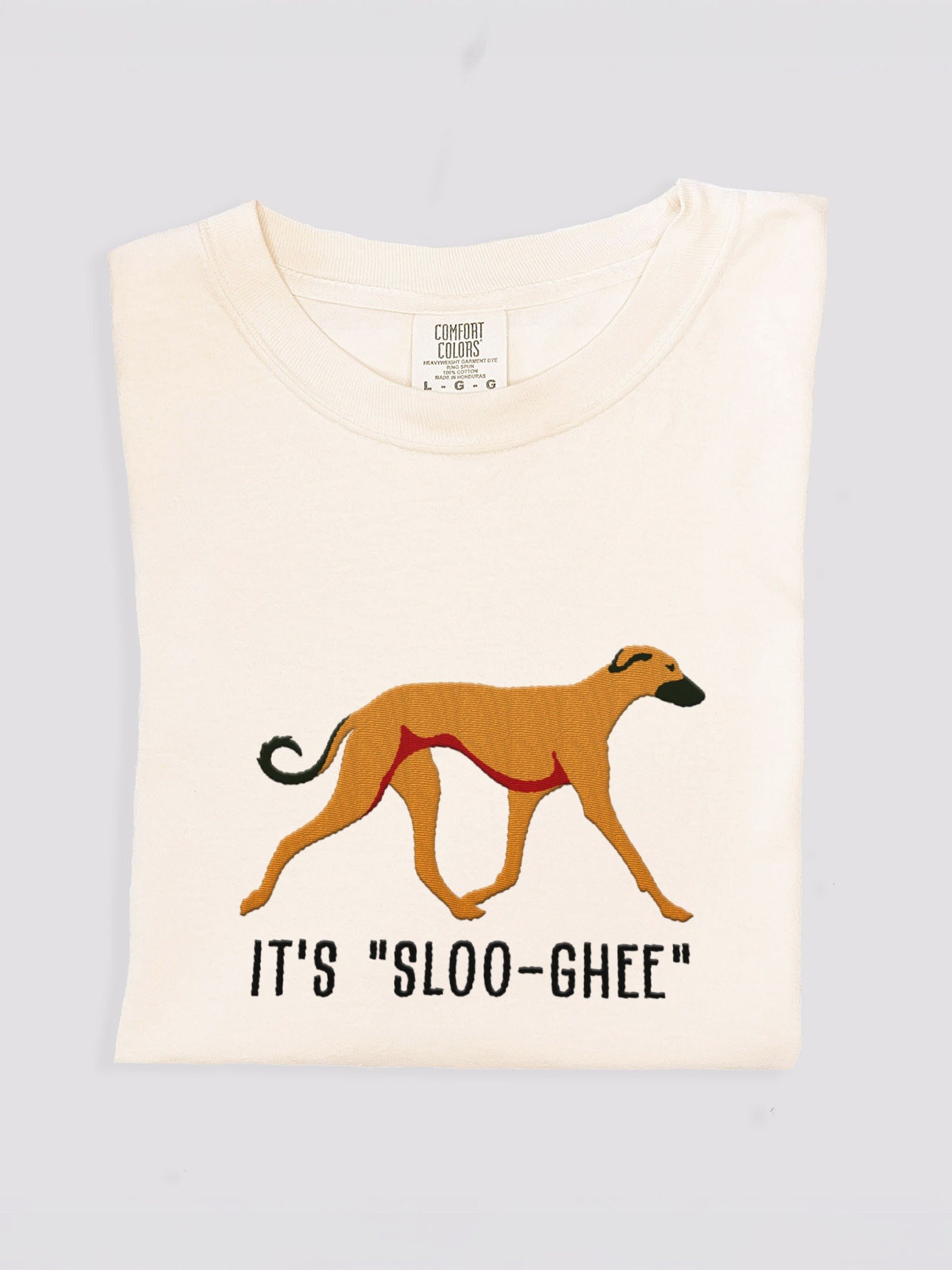 It's Sloo-Gee T-Shirt(Embroidered) of a Sloughi(Tan) product image (2)
