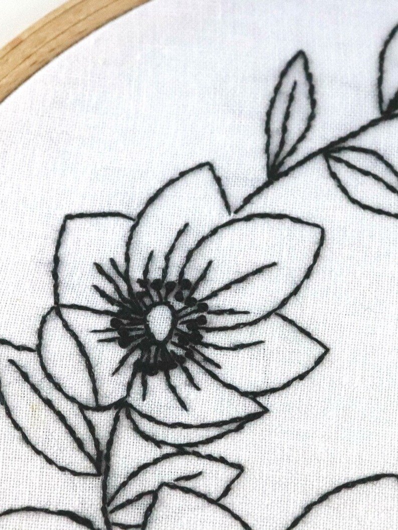 PDF hand embroidery pattern - Anemone floral wreath product image (5)