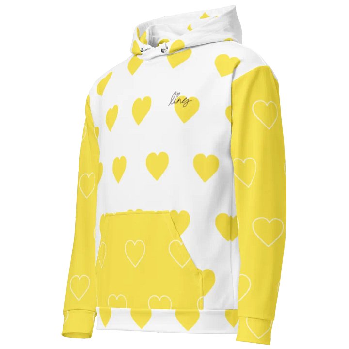 Lingling Kwong Heart Design Unisex Hoodie (White & Yellow) product image (2)