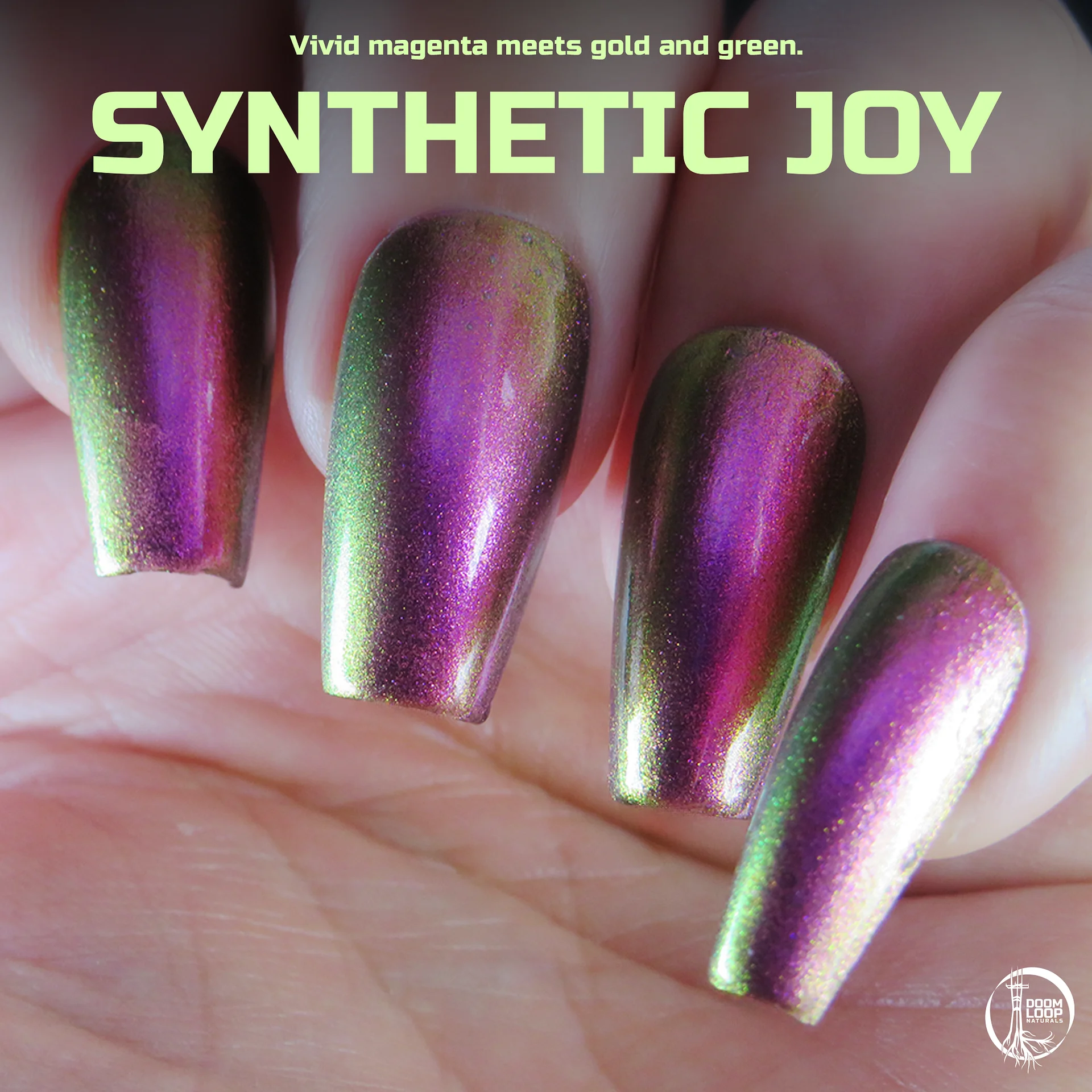 SYNTHETIC JOY - Vivid Magenta Gold Green Multichrome Nail Polish product image (1)
