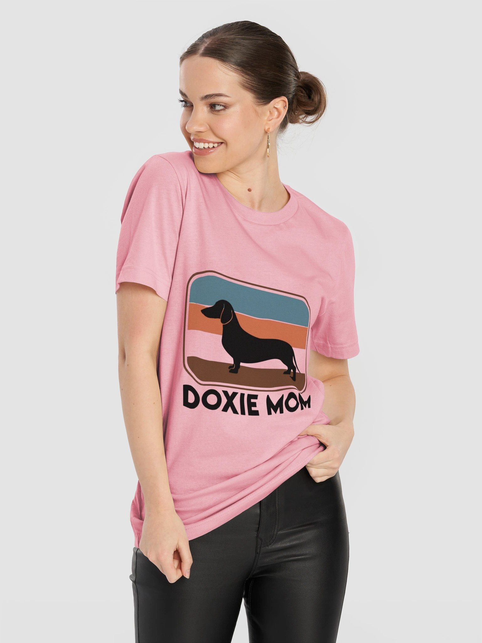 Retro Sunset Doxie Mom Shirt | Dachshund Silhouette Tee product image (3)
