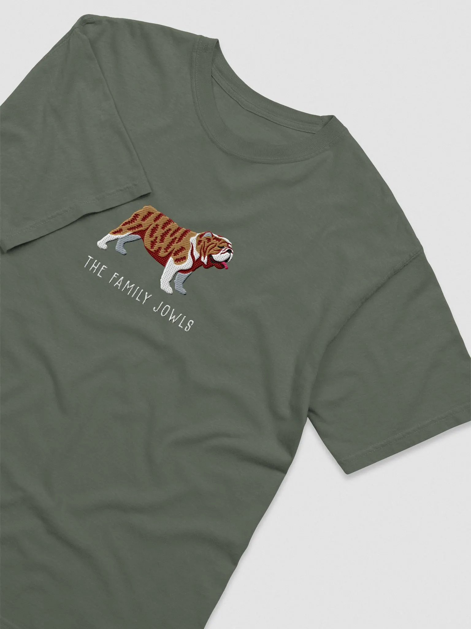 The Family Jowls T-Shirt(Embroidered) of an English Bulldog(Brindle) product image (6)