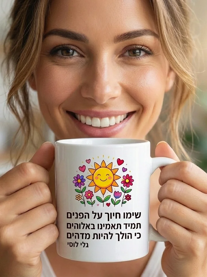 Put a Smile Hebrew Mug product image (1)
