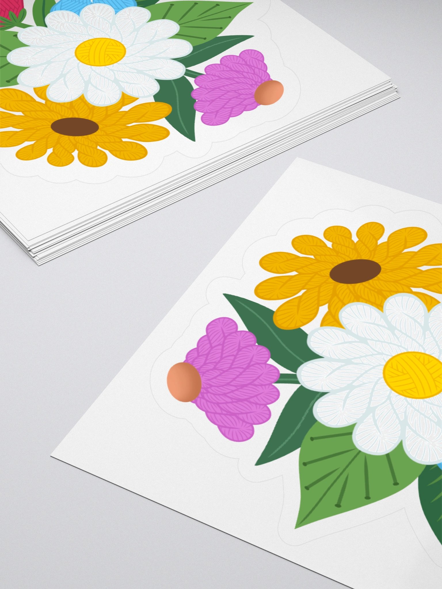 White Yarn Flower Cluster Sticker - Knitting product image (4)