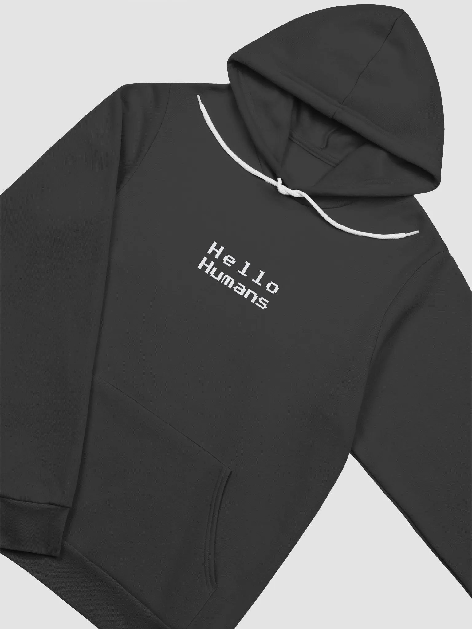 Vertical Hello Humans (Black Minimalist Hoodie) product image (2)