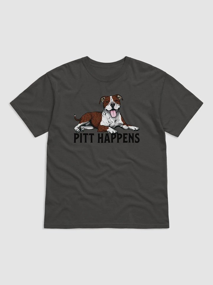 Pitt Happens T-Shirt of a Pitbull Terrier (Brindle) | Funny T-Shirt for Pittie and Staffy Paw-rents product image (1)