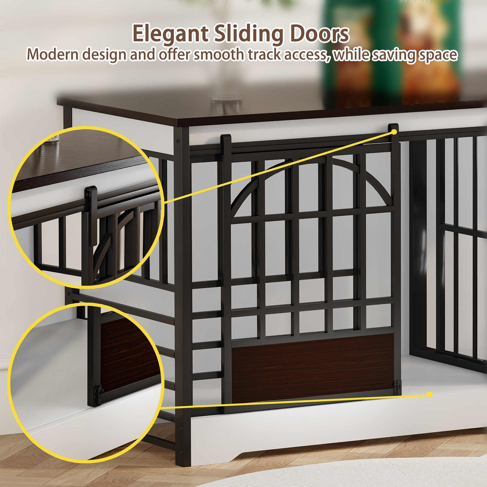 78 inch Dog Crate Furniture XXL Dog Cage Heavy Duty Dog Kennel Indoor with Removable Divider,Extra Large Double Cage Large Breed BROWN product image (7)