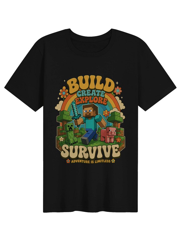 Build Create Explore Survive gaming fans Tee product image (1)