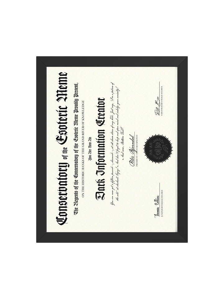 Dark Information Creator Certificate product image (2)
