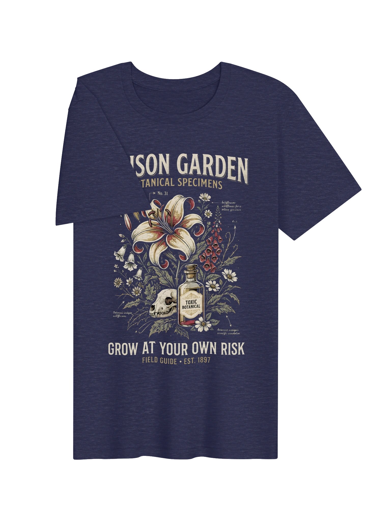 Poison Garden T-Shirt – Vintage Botanical Skull Graphic Tee, Gothic Poison Plant Shirt, Dark Academia Nature Apparel product image (53)
