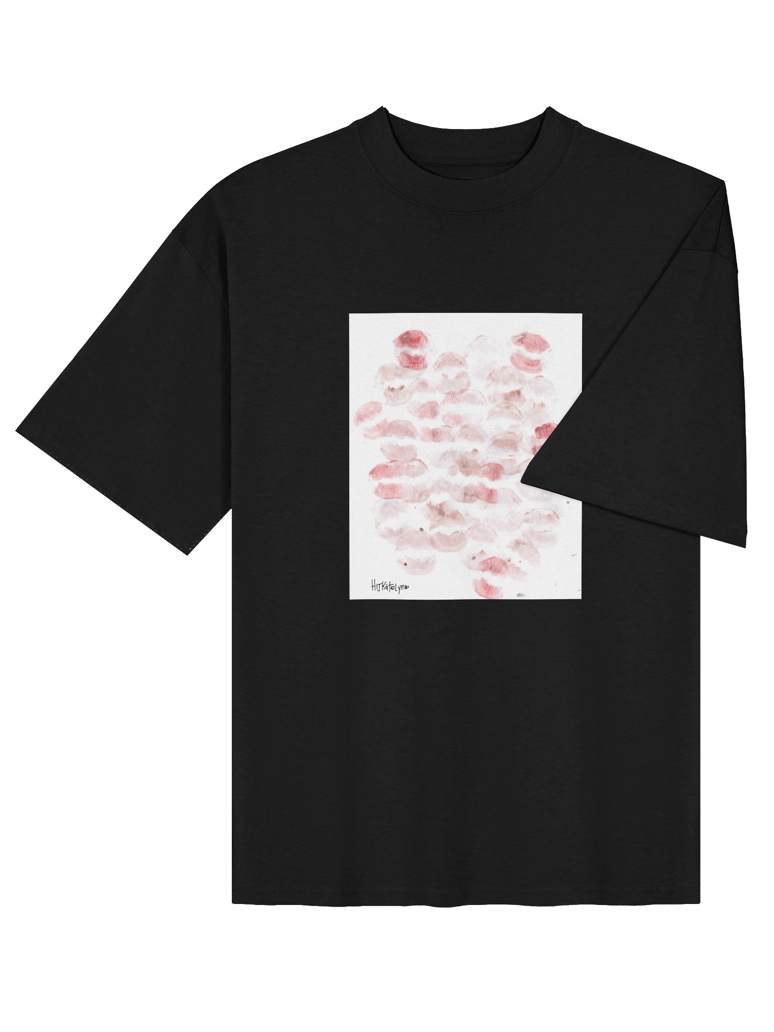 Hijkatelyn Real Kiss Mark Scatter Oversized Tee (Black) product image (4)