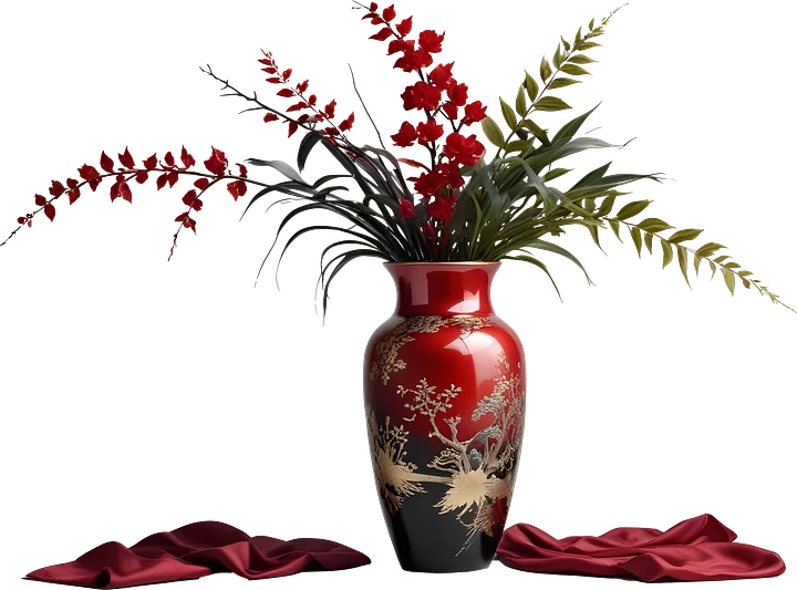 Chinese Porcelain Vase – Dramatic Red and Gold Elegance PNG product image (1)