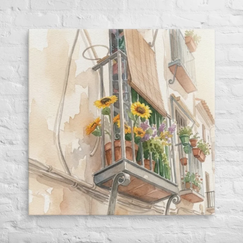 Mediterranean Spanish Village Watercolor Wall Art Canvas product image (24)