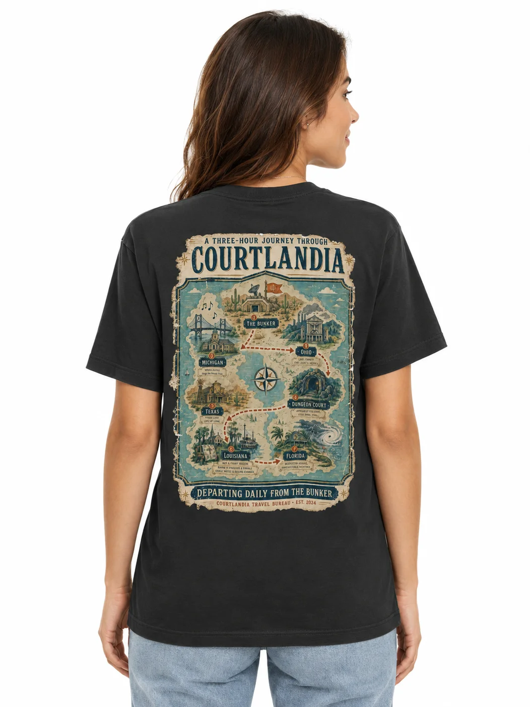 Courtlandia Travel Bureau Vintage Tourist Map Tee product image (1)