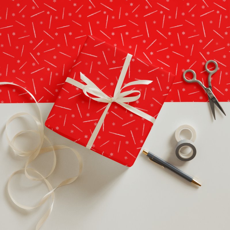 Flutes and Snowflakes - C Flute - Red Gift Wrap Paper Sheets product image (1)