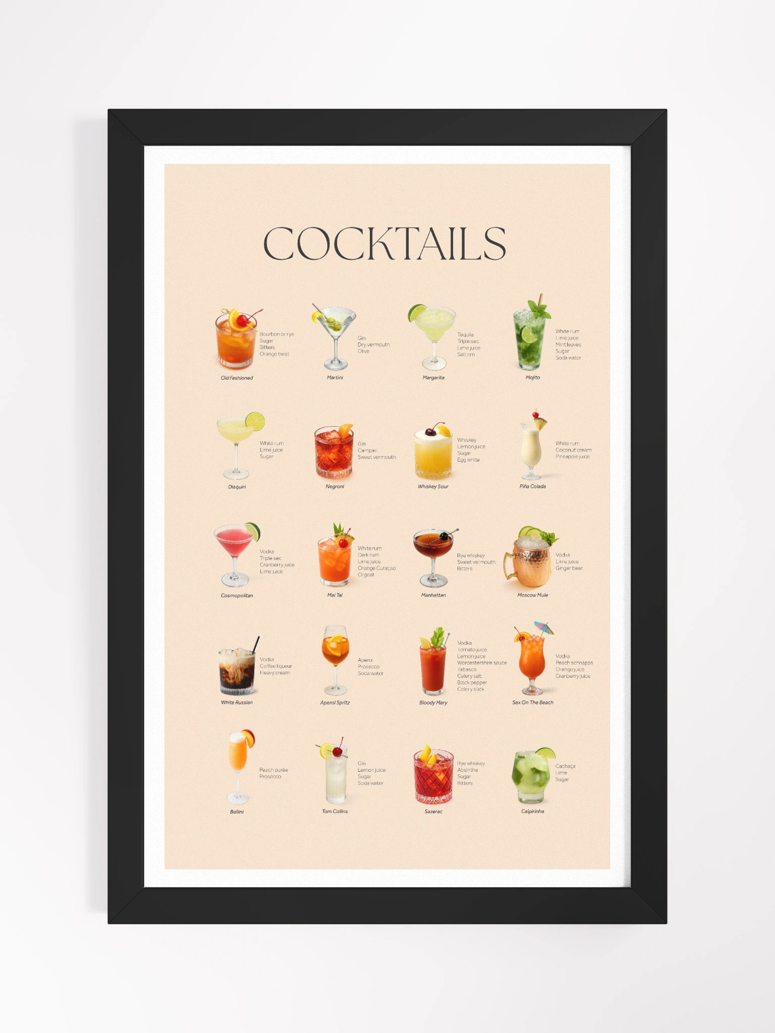 Classic Cocktails Framed Art Print product image (2)