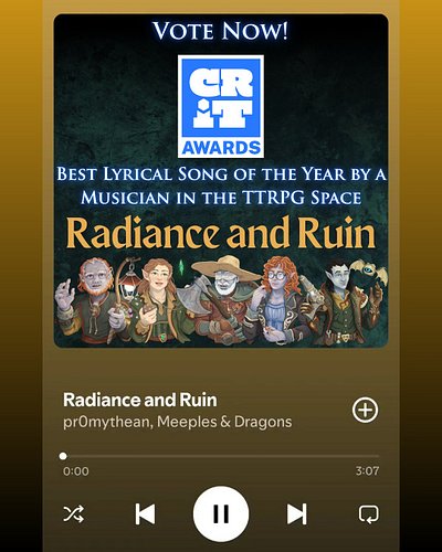 This one's for you, Radiant Shadows fam 💜

Plot twist: our theme song is officially a Crit Awards finalist! 🎉 Vote before A...