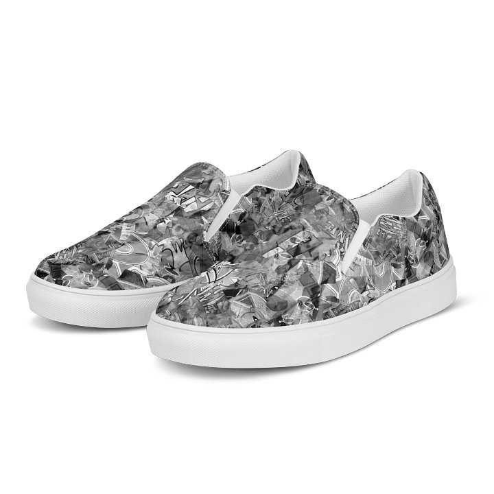 Scrapbook (Greyscale) - Men's Slip-On Skate Shoes product image (1)