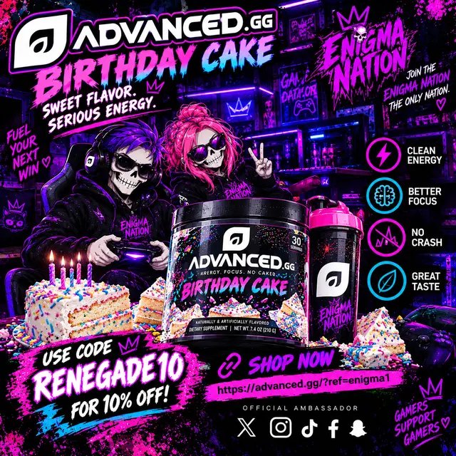 🎂💜 BIRTHDAY CAKE + GAMING = LET'S GO! ☠️🎮 Advanced.GG + RENEGADE10 = 10% OFF 🔥 👉 https://advanced.gg/?ref=enigma1 #AdvancedGG #GamingTok #EnigmaNation #Gamer #BirthdayCake
