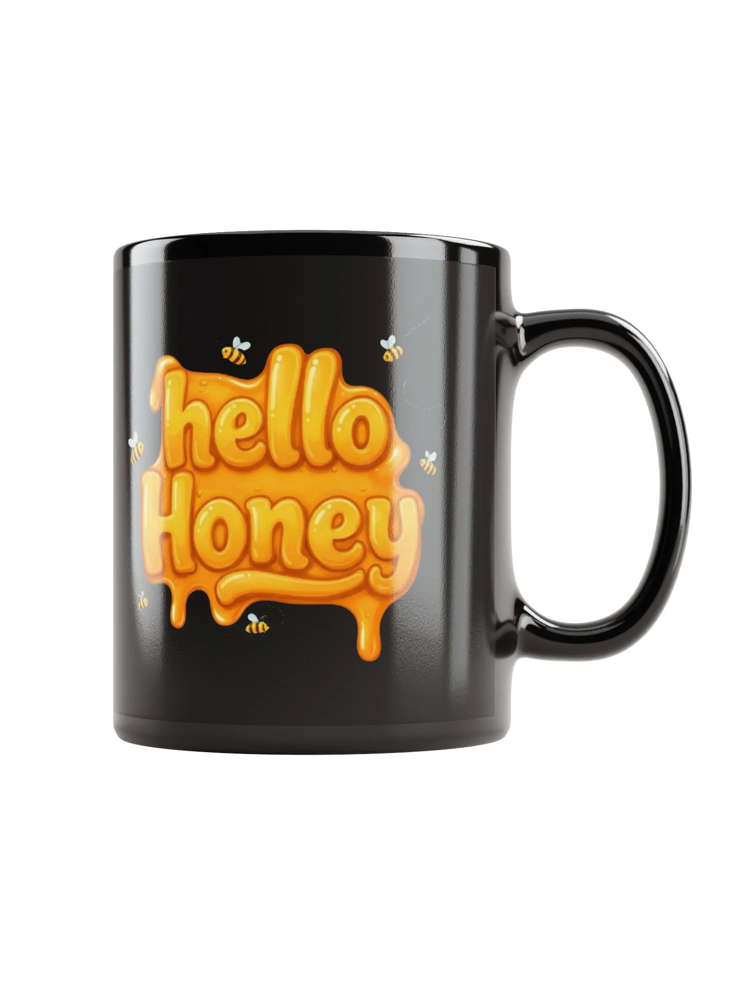 "Hello Honey" Black Glossy Mug product image (1)