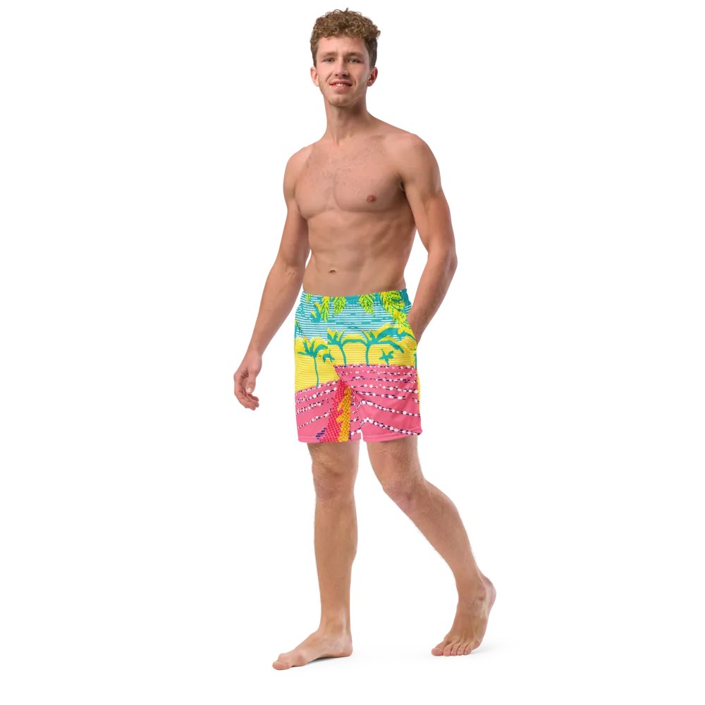 Neon Tropical Paradise All-Over Swim Trunks product image (9)