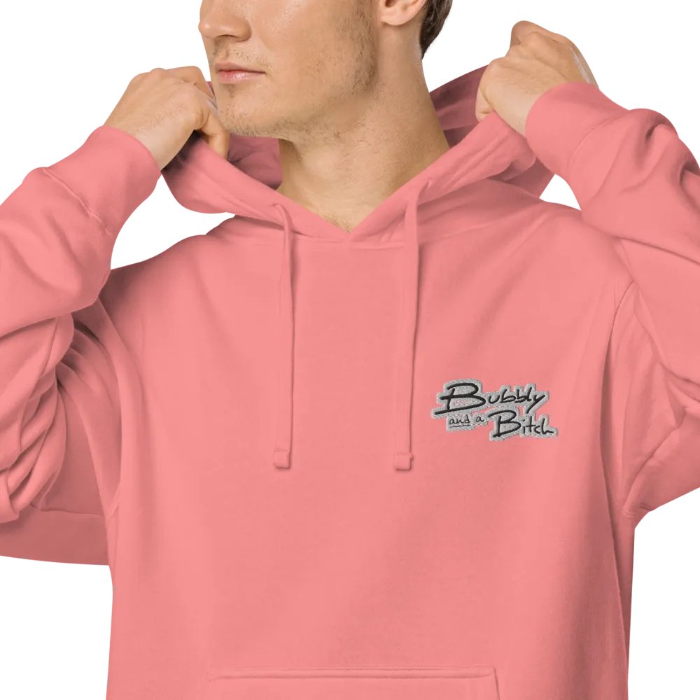 Bubbly and a B*tch (L.C. bubble design) embroidered pigment-dyed hoodie product image (8)