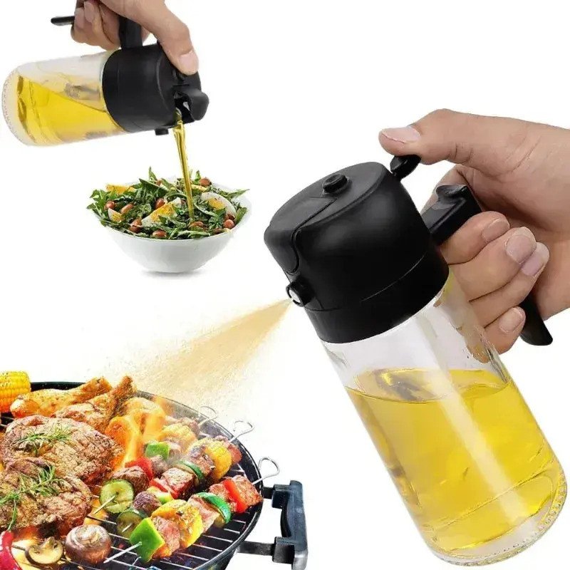 Aceitera De Cocina 2 En 1 Con Pulverizador De Aceite, Botella Dispensadora De Vidrio 470ml Para Cocina product image (1)