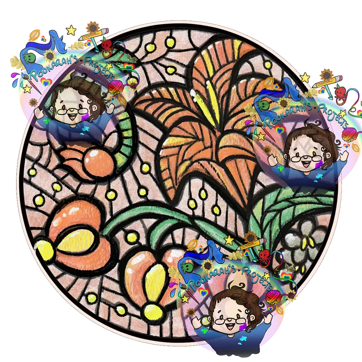 Clear Floral Stained Glass 3" Vinyl sticker - Members Only! product image (2)