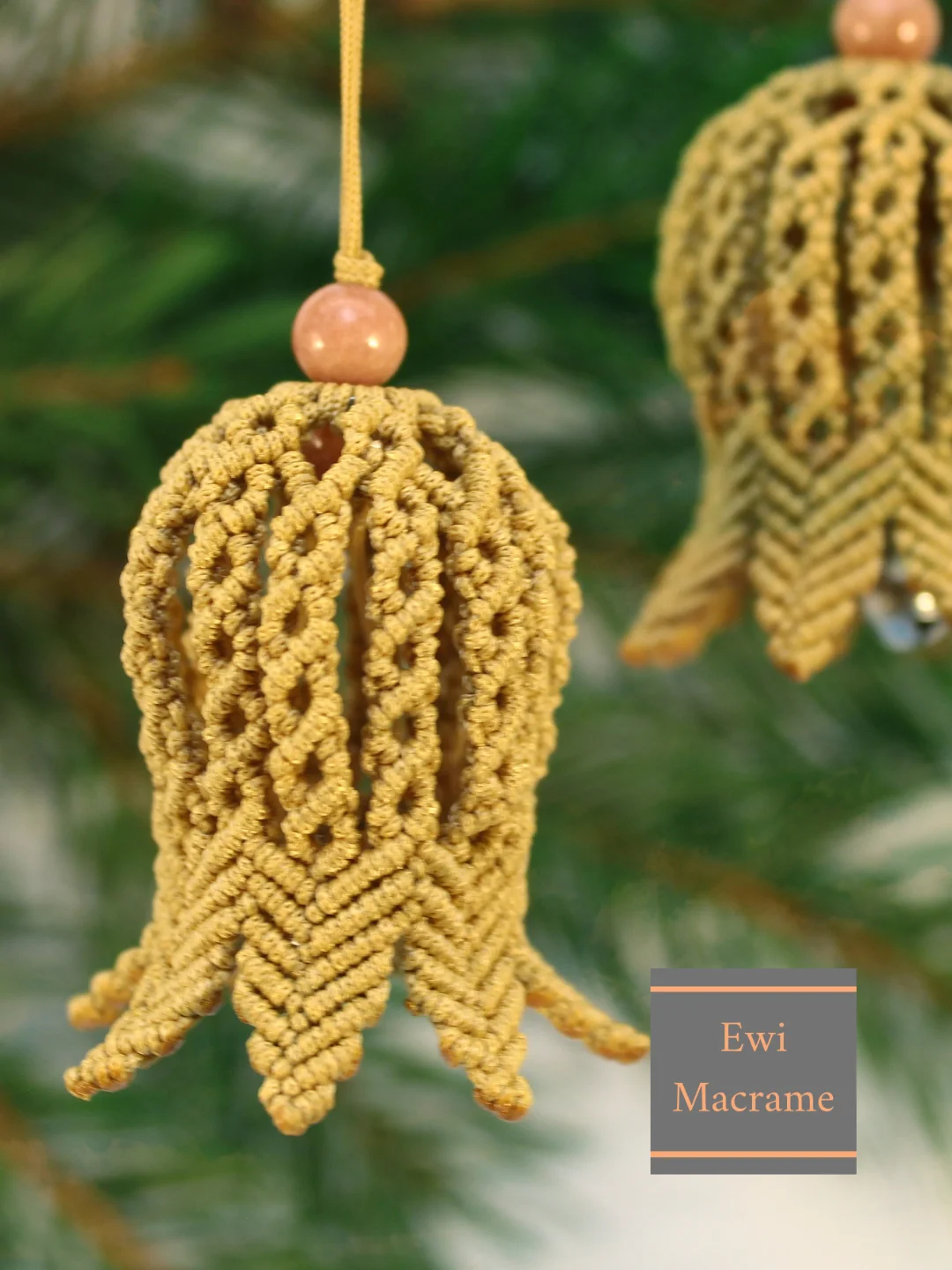 Micro Macrame Christmas Bell – Photo & Video Tutorial product image (7)