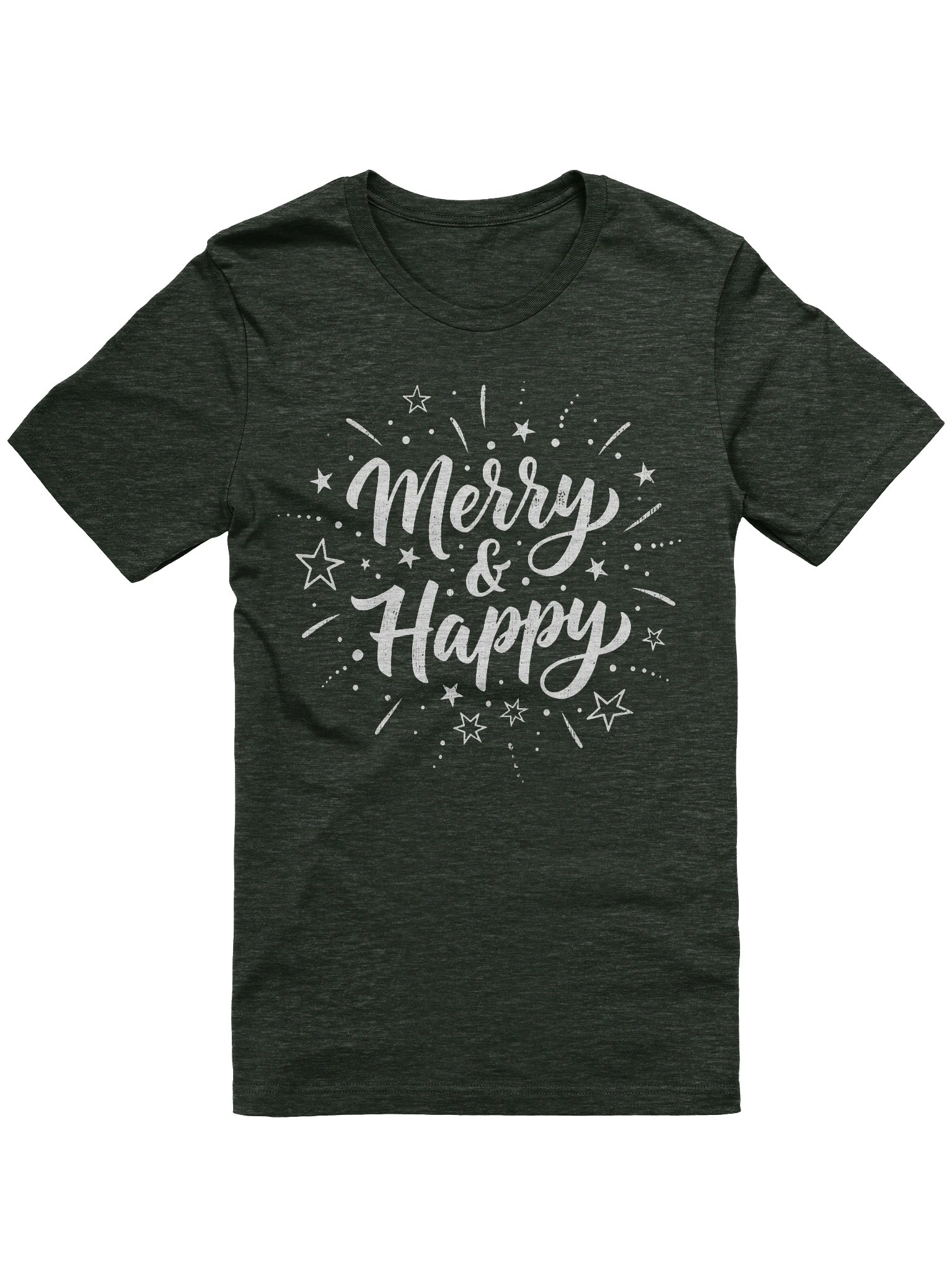 Merry & Happy T-Shirt – Retro Holiday Stars Tee product image (3)