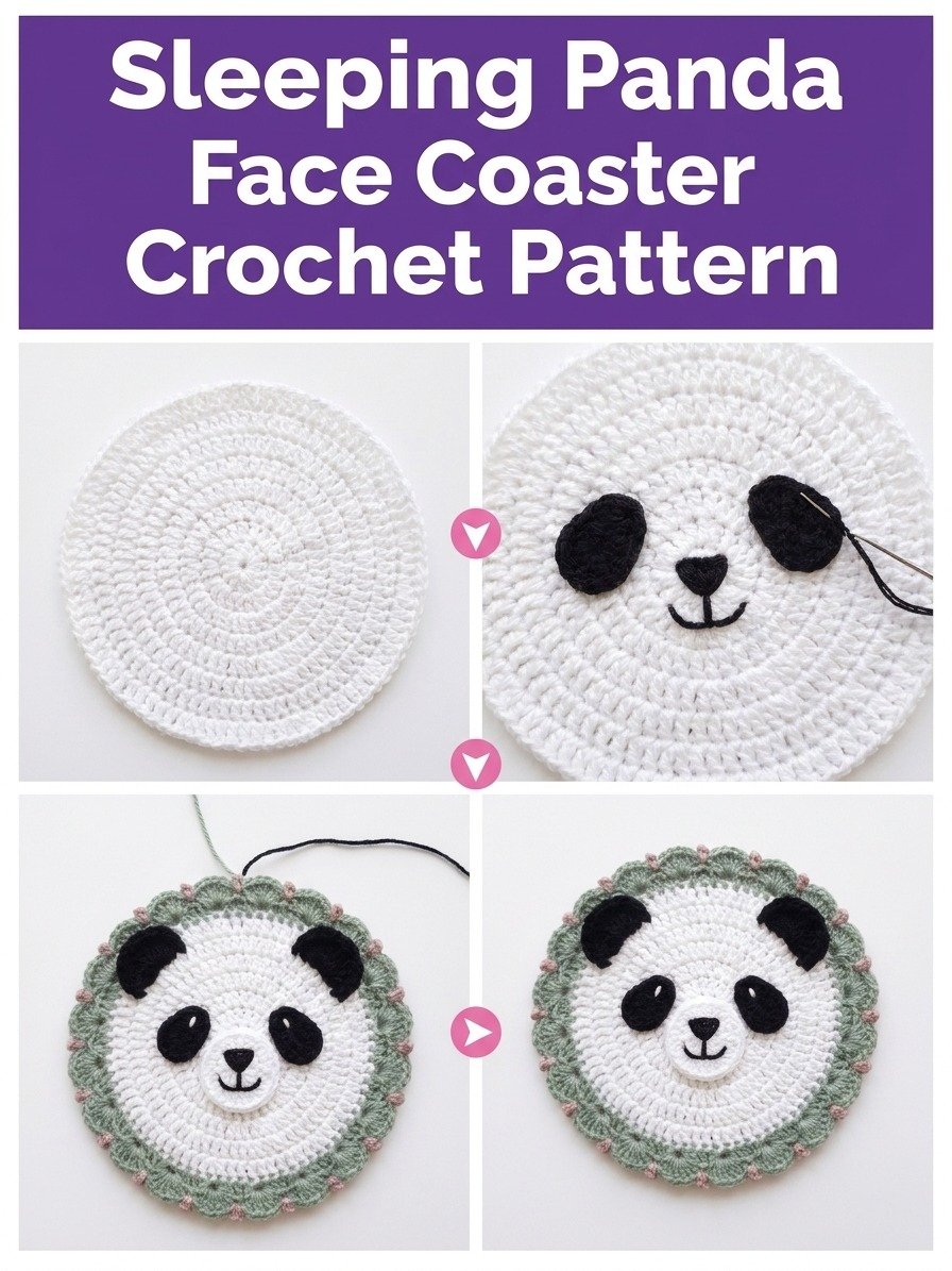 Panda Face Crochet Coaster Pattern product image (7)