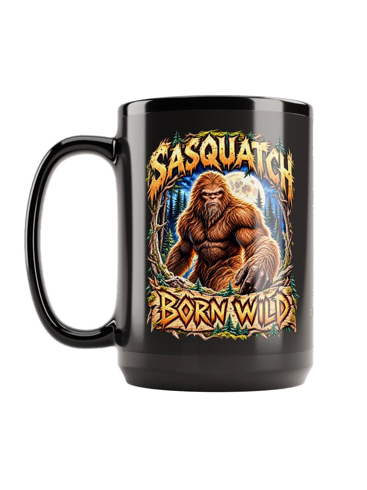 Sasquatch “Born Wild” Black Mug product image (1)