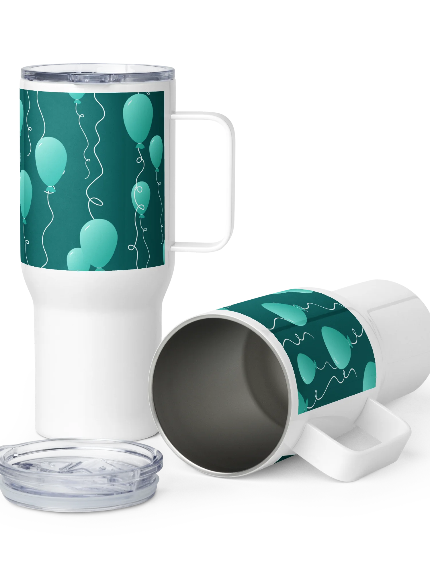 Party Time! Teal Balloon Stainless Steel Travel Mug with Handle product image (8)