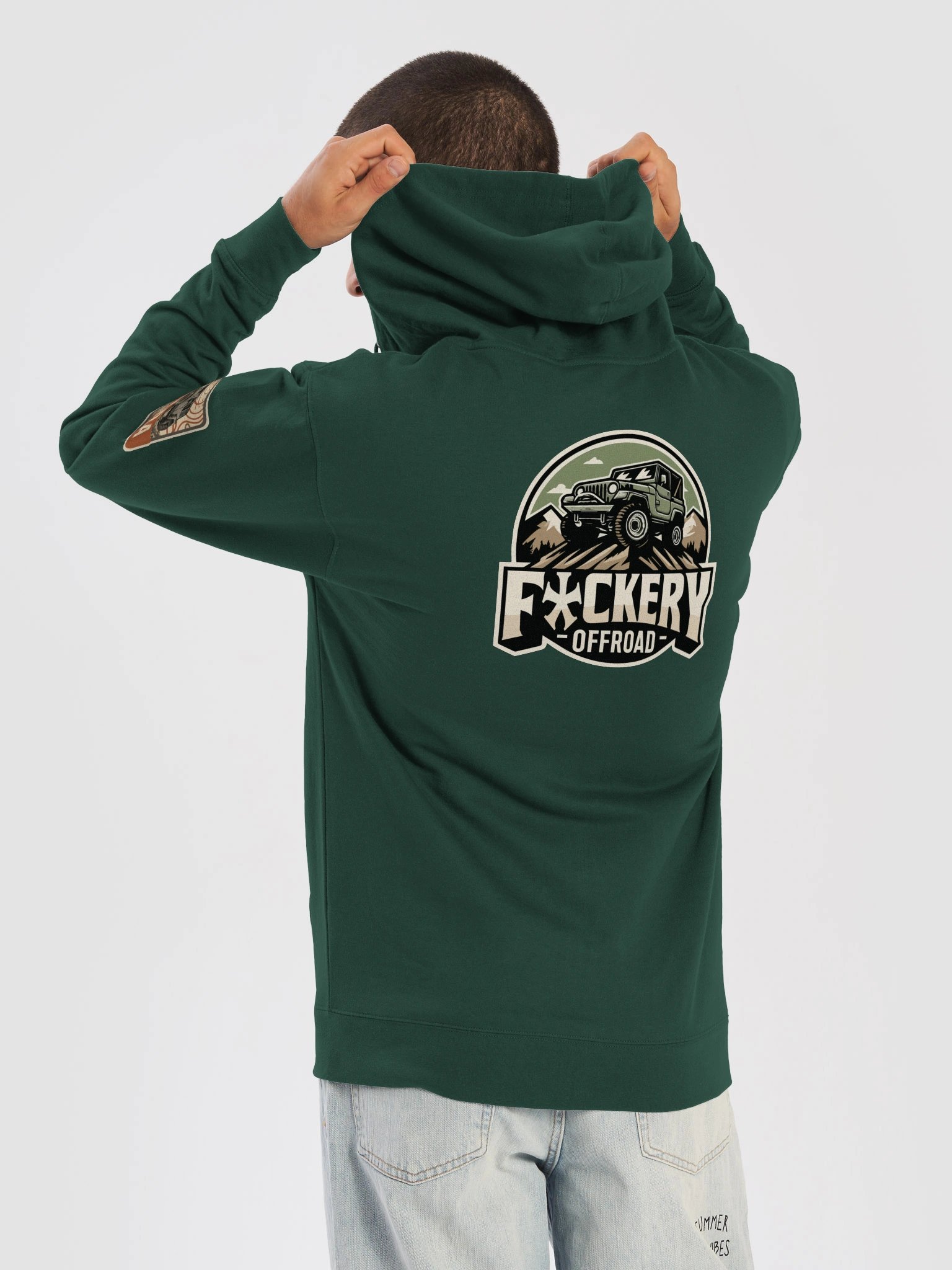 Unisex Zip-up Hoodie with F*ckery Jeep Logo - Clean product image (4)