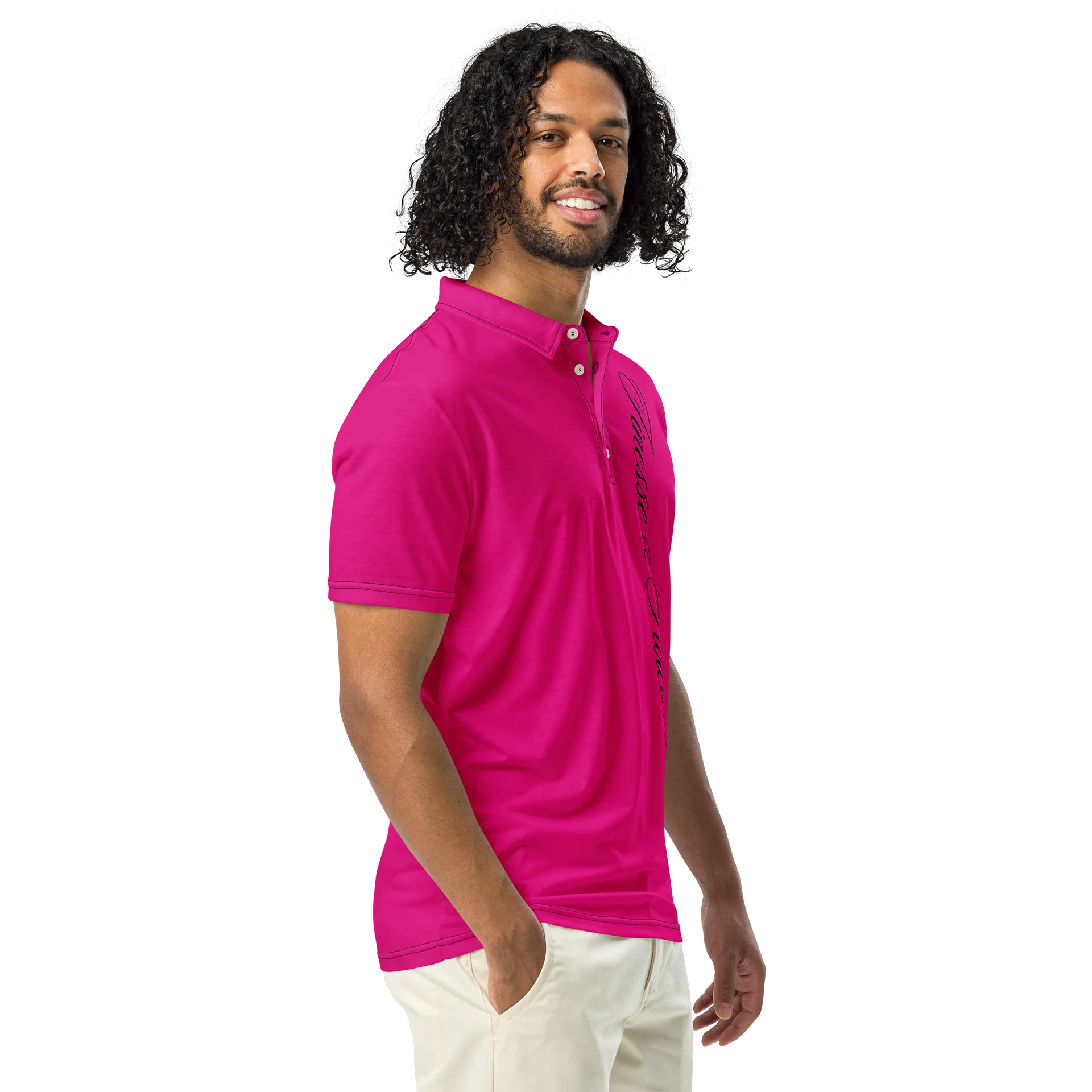 F&F Left Script Slim Fit Polo Shirt (PNK) product image (1)