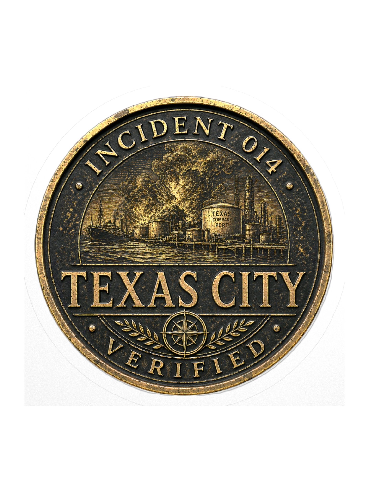 Incident 014 — Texas City Explosion Archive Badge Sticker product image (1)