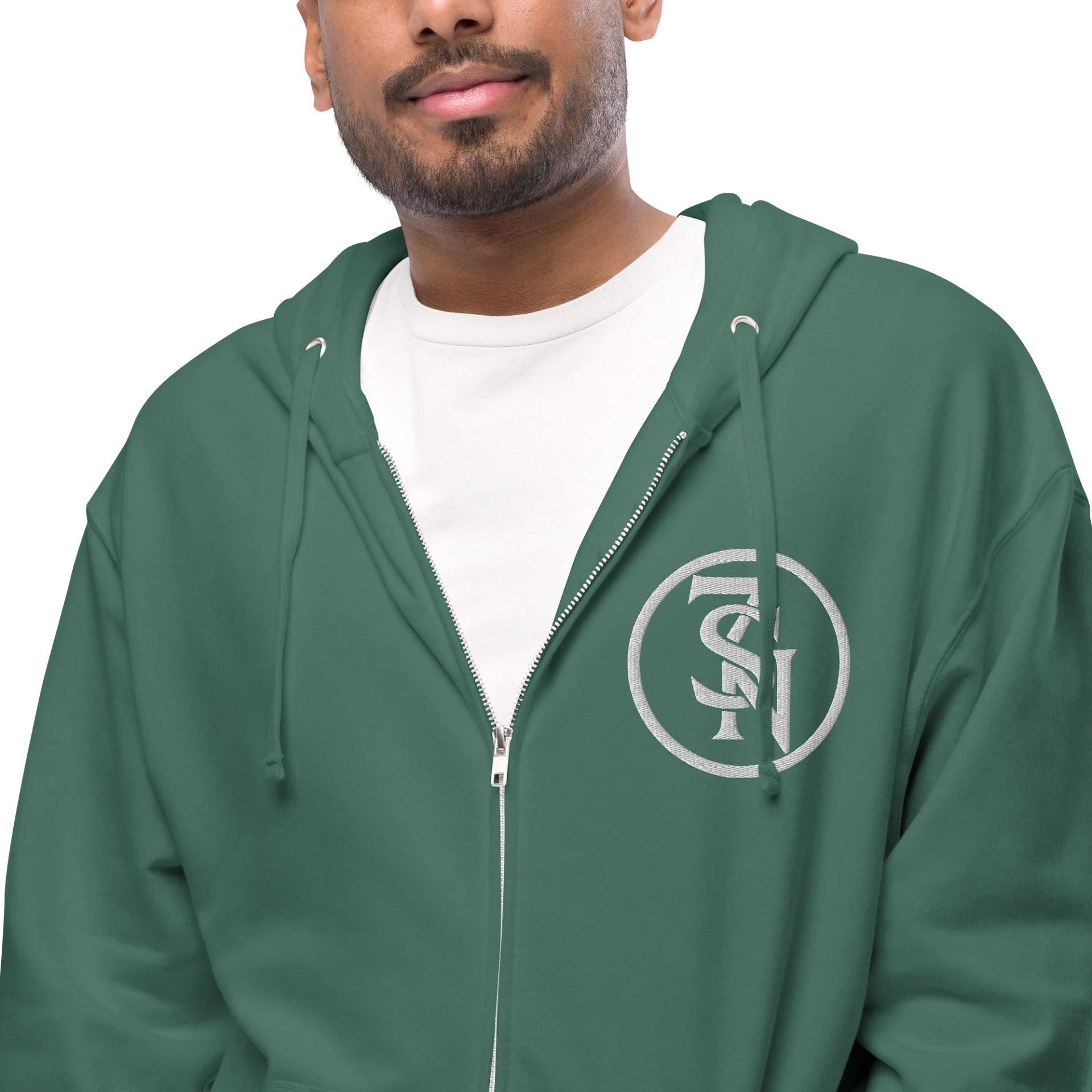 Seven Shades of Nothing White Logo (Lapel Embroidery & Back Print) on Zip-Up Fleece Hoodie product image (10)