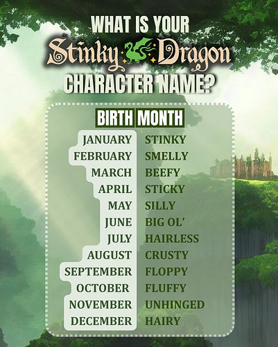 What is your Stinky Dragon character name? Leave it in the comments 🐉💨
