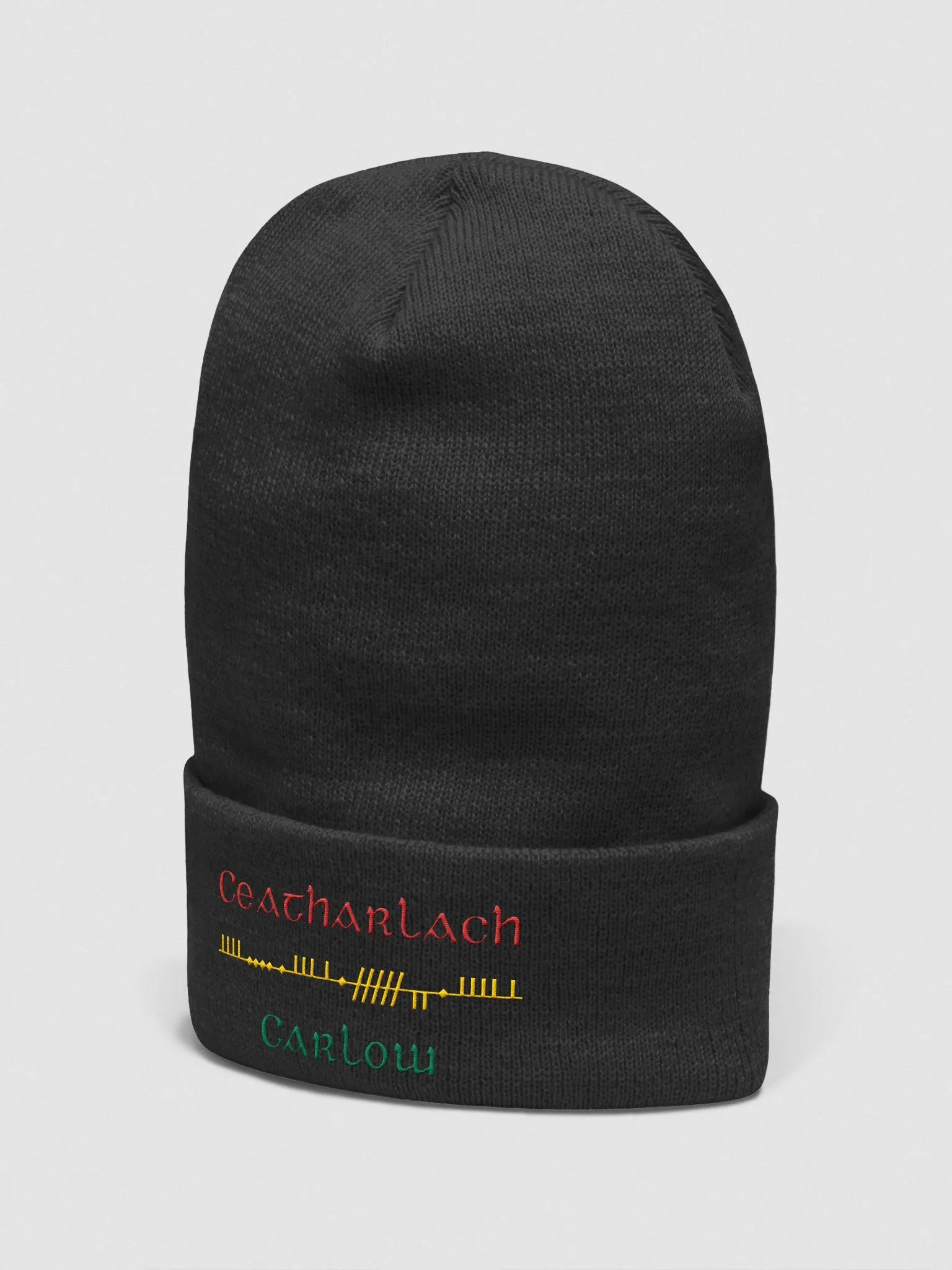 Carlow/Ceatharlach, Scholastic style Ogham embroidered Cuffed Beanie product image (4)