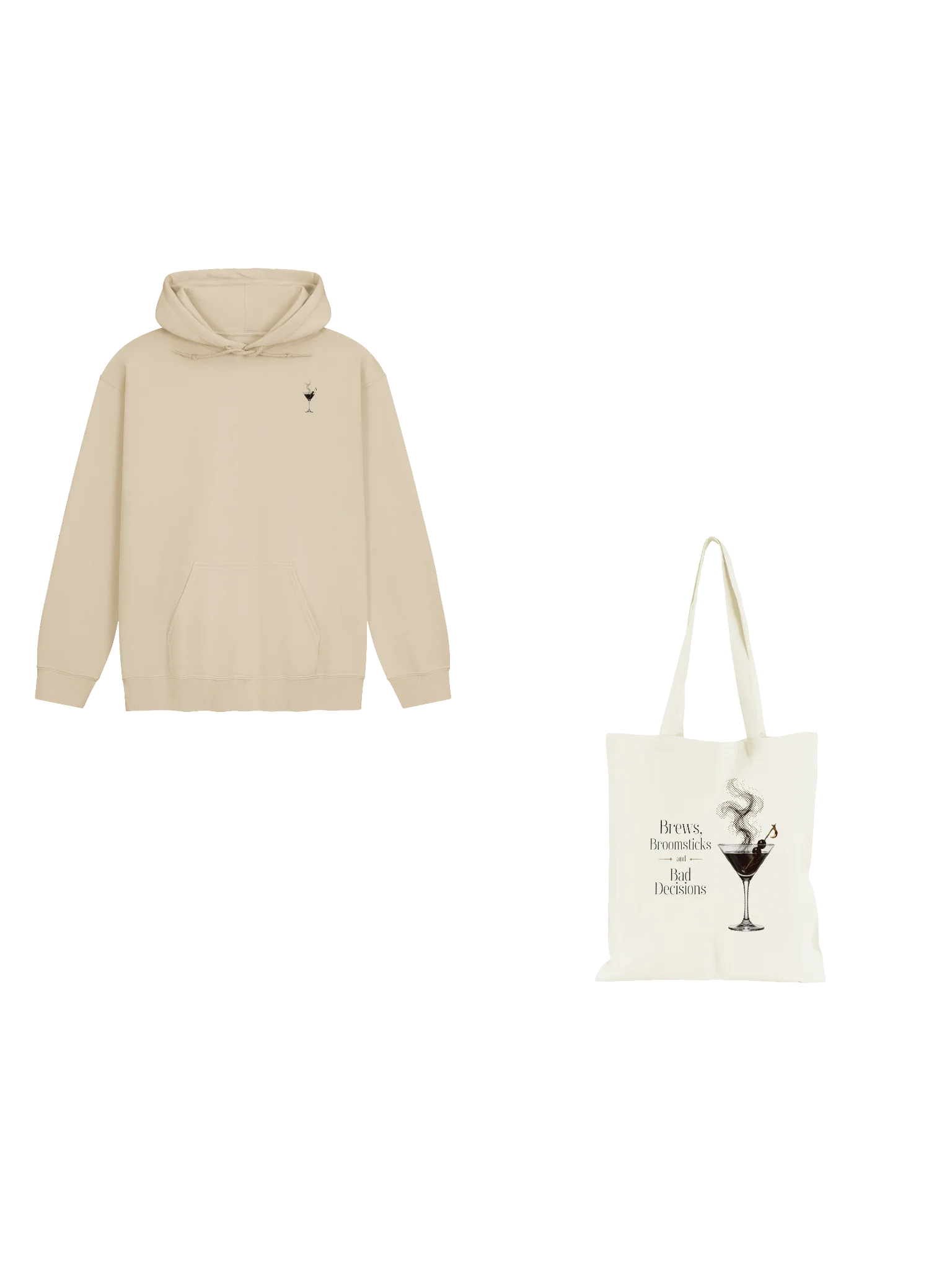 Brews, Broomsticks & Bad Decisions Hoodie & Tote in Sand  product image (1)