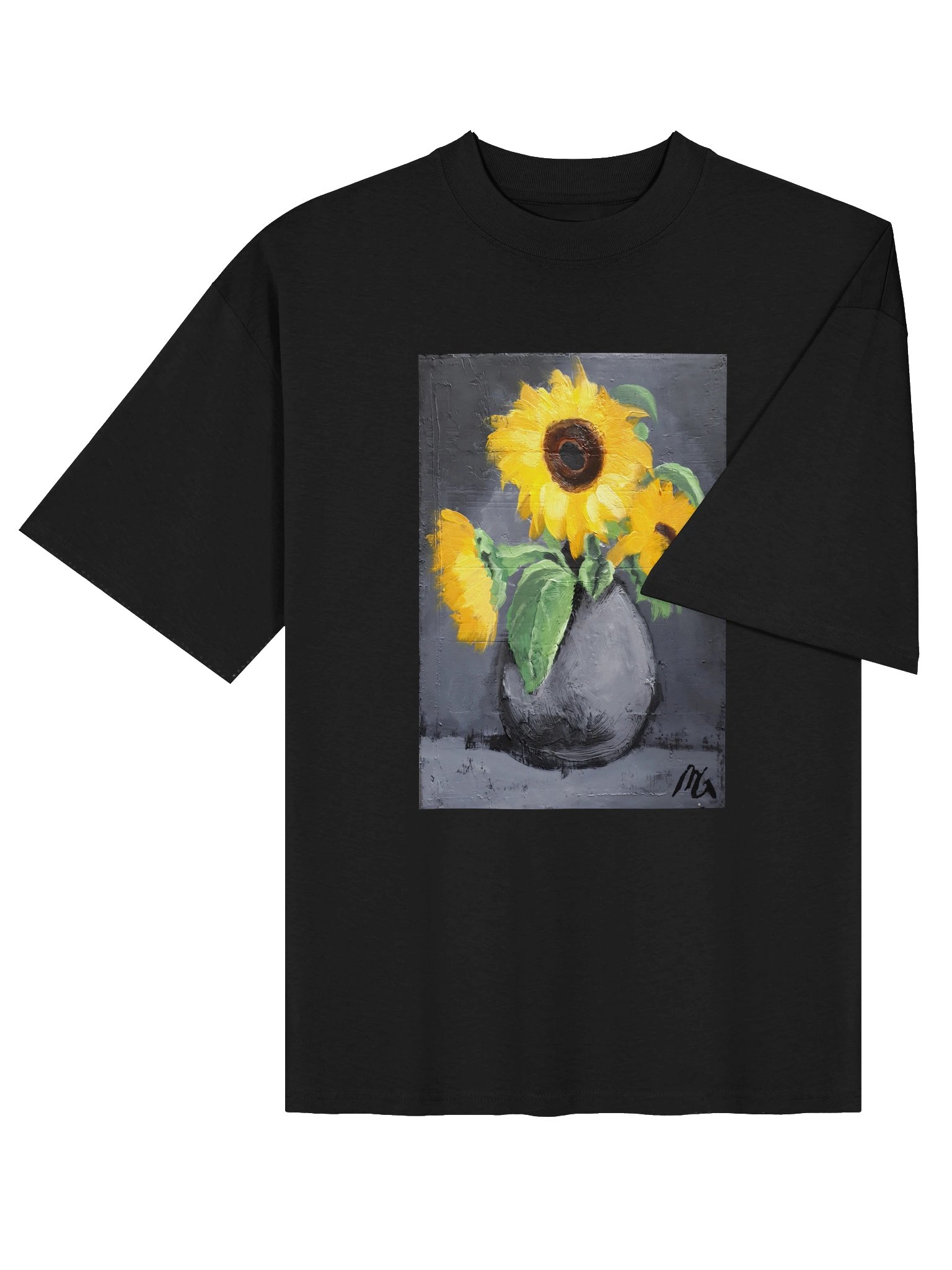 Sunflowers In A Jug // Oversized T-shirt black product image (4)