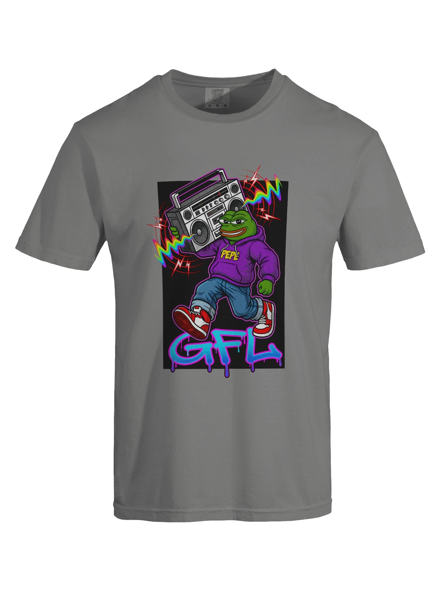 GFL Boombox Blast – Neon Hip-Hop Frog Tee | Green Frog Labs Street Culture product image (37)