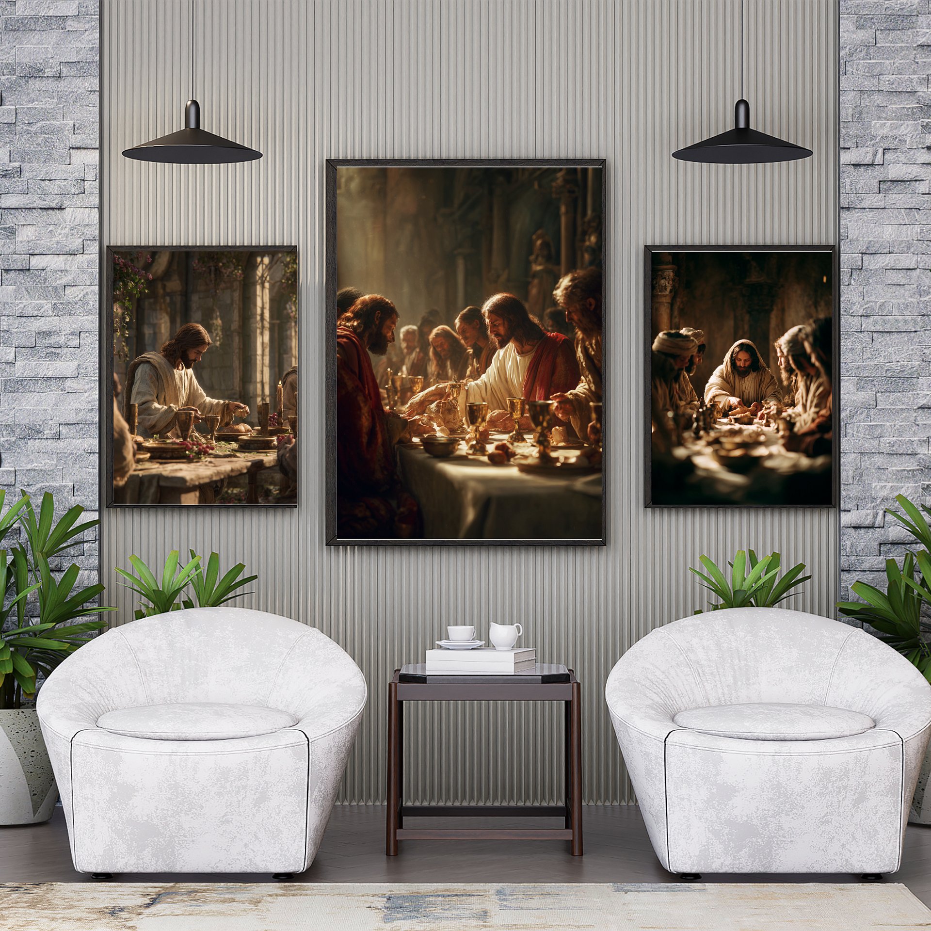 Last Supper Wall art Set| Modern Jesus Artwork |Digital Download | Christian Home Decor product image (1)