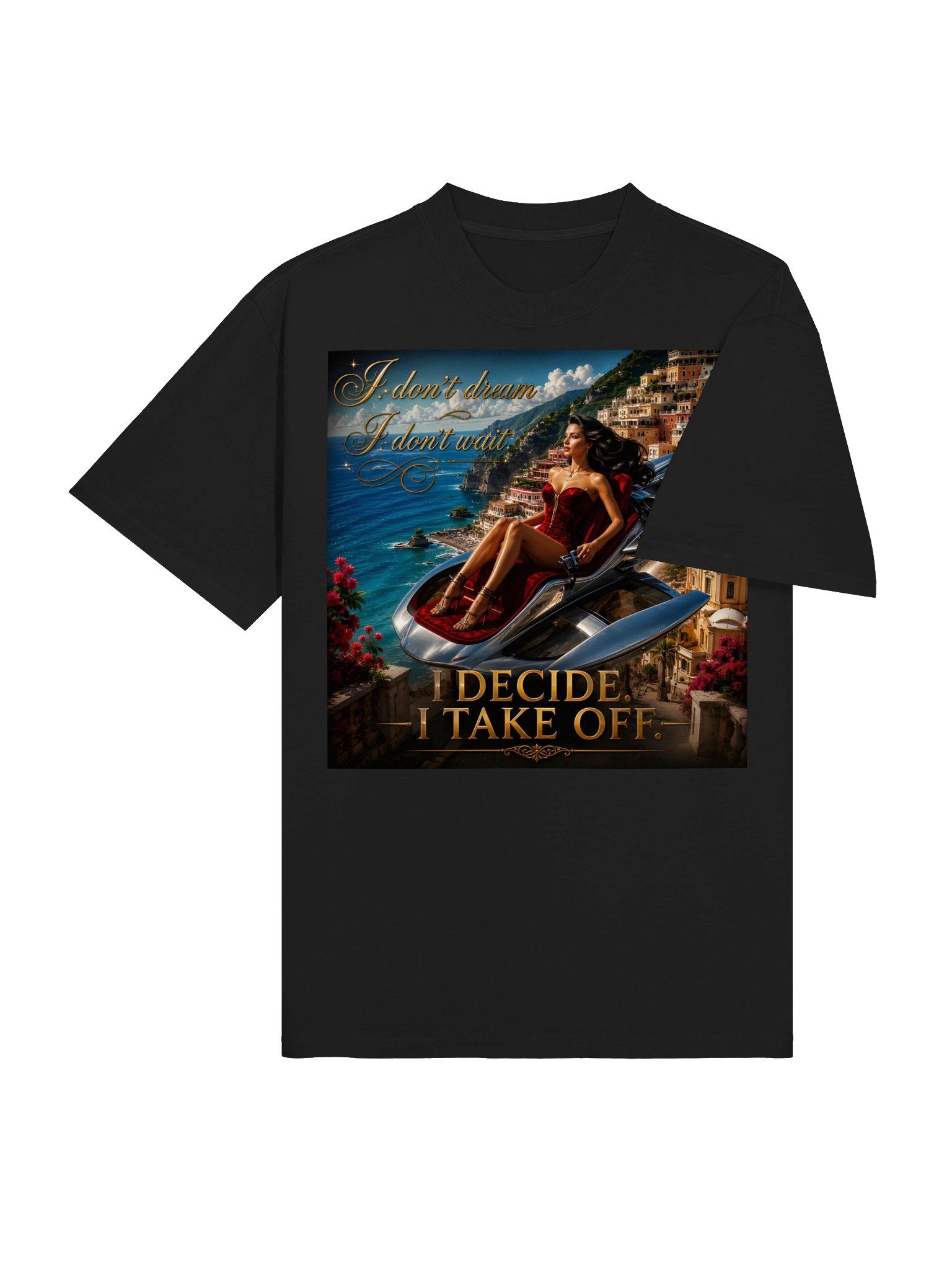 I DECIDE I TAKE OFF Premium Unisex Oversized T-Shirt | Luxury Amalfi Coast Travel Graphic Tee product image (6)