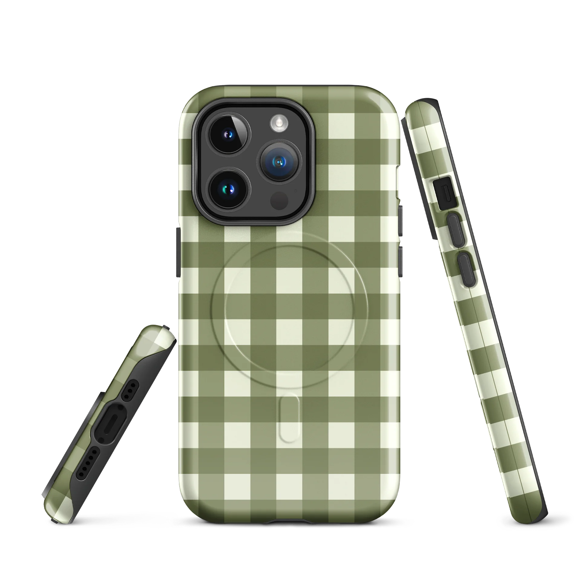 Green Gingham MagSafe iPhone Case product image (1)