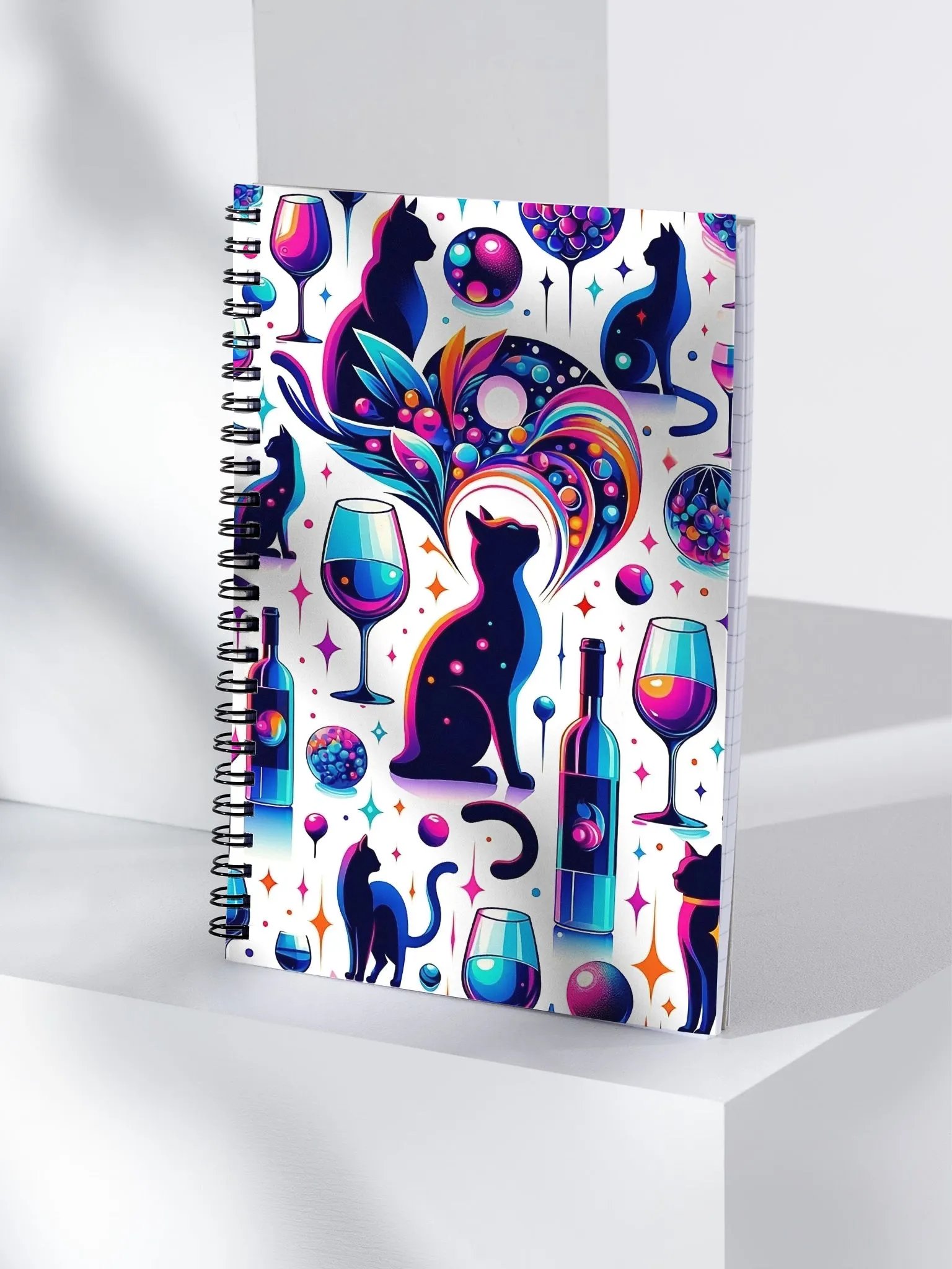 Spiral Notebook: Cats and Wine 4 product image (4)
