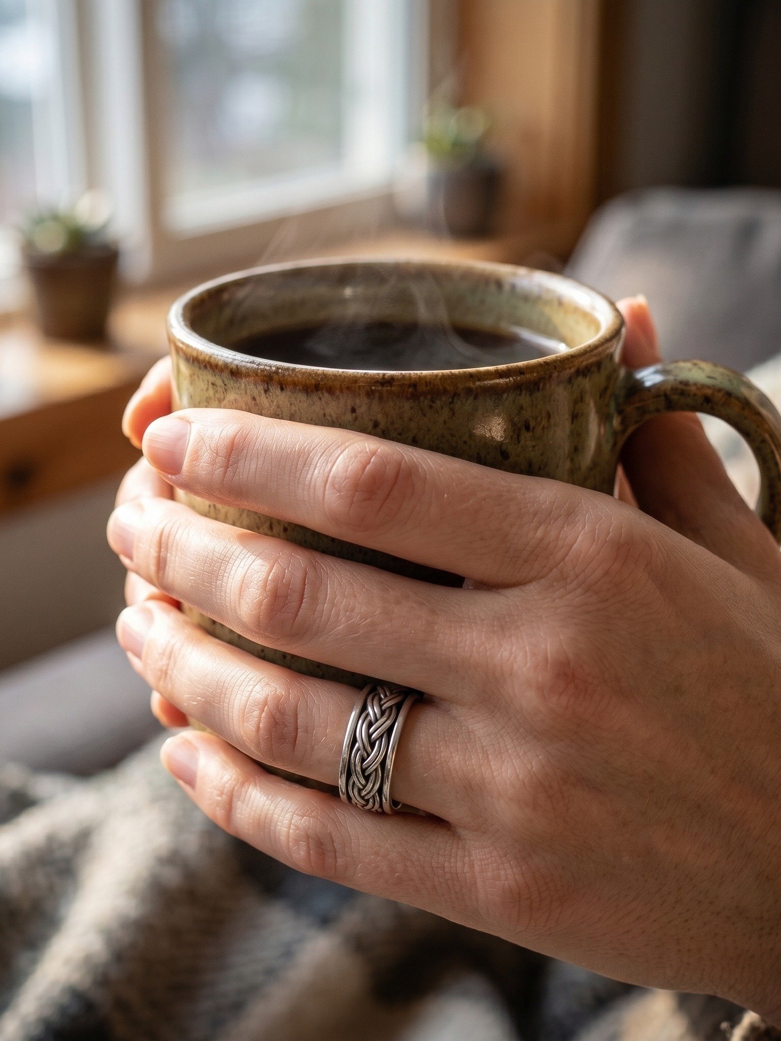Oxidized Silver Celtic Knot Ring - Braided Unisex Band product image (3)